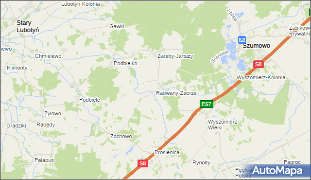 mapa Radwany-Zaorze, Radwany-Zaorze na mapie Targeo