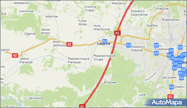 mapa Radziechowice Drugie, Radziechowice Drugie na mapie Targeo