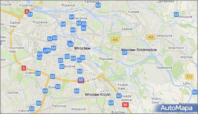 mapa Rakowiec gmina Wrocław, Rakowiec gmina Wrocław na mapie Targeo