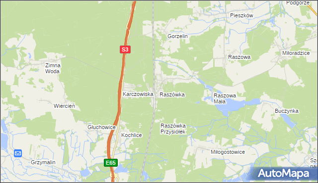 mapa Raszówka, Raszówka na mapie Targeo