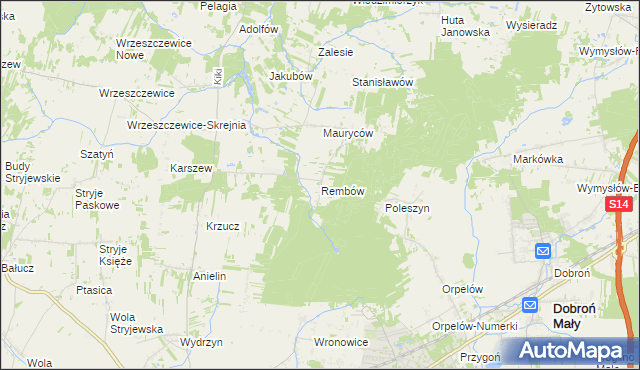 mapa Rembów gmina Łask, Rembów gmina Łask na mapie Targeo