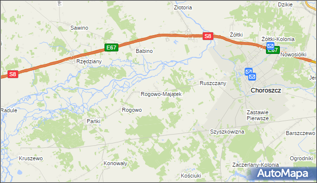 mapa Rogówek gmina Choroszcz, Rogówek gmina Choroszcz na mapie Targeo