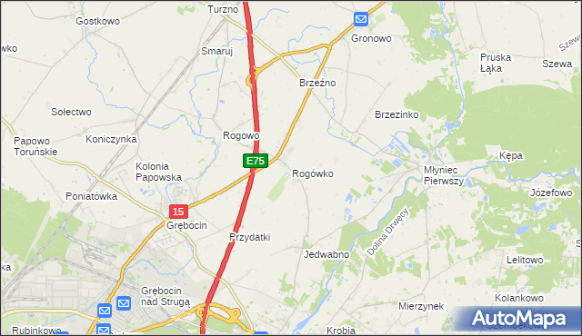 mapa Rogówko gmina Lubicz, Rogówko gmina Lubicz na mapie Targeo