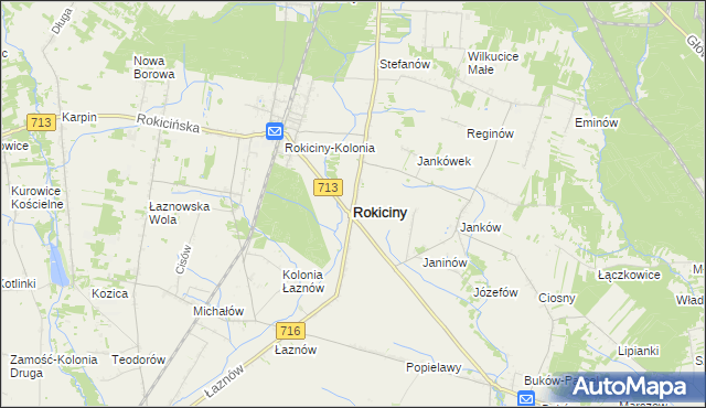 mapa Rokiciny powiat tomaszowski, Rokiciny powiat tomaszowski na mapie Targeo