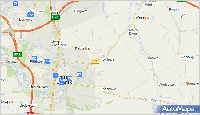 mapa Rokitnica gmina Pruszcz Gdański, Rokitnica gmina Pruszcz Gdański na mapie Targeo