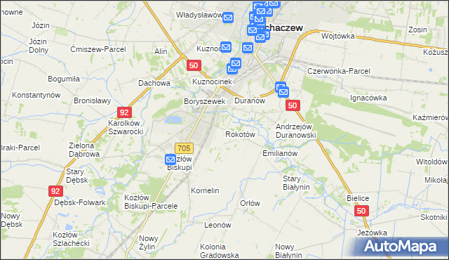 mapa Rokotów, Rokotów na mapie Targeo