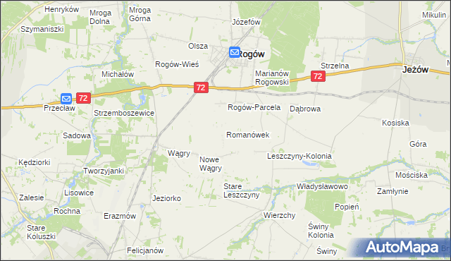 mapa Romanówek, Romanówek na mapie Targeo