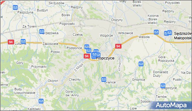 mapa Ropczyce, Ropczyce na mapie Targeo