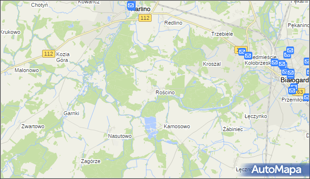 mapa Rościno, Rościno na mapie Targeo