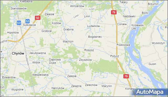 mapa Rososz gmina Chynów, Rososz gmina Chynów na mapie Targeo