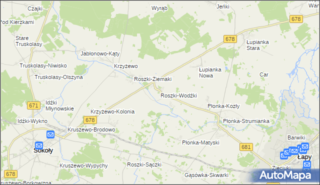 mapa Roszki-Wodźki, Roszki-Wodźki na mapie Targeo