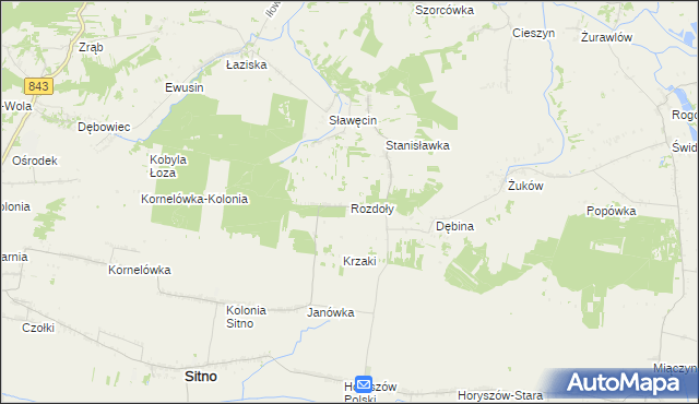 mapa Rozdoły gmina Sitno, Rozdoły gmina Sitno na mapie Targeo