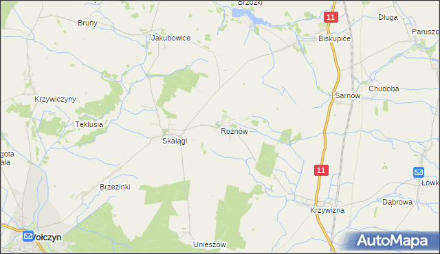 mapa Rożnów gmina Wołczyn, Rożnów gmina Wołczyn na mapie Targeo