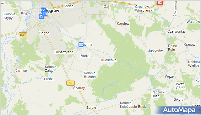 mapa Ruchenka, Ruchenka na mapie Targeo