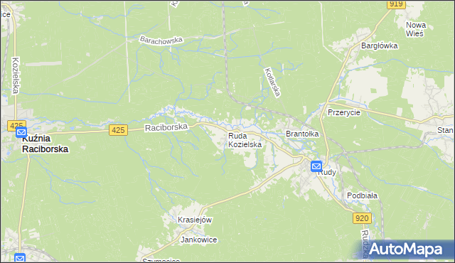 mapa Ruda Kozielska, Ruda Kozielska na mapie Targeo