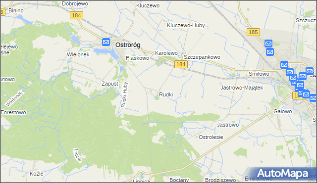 mapa Rudki gmina Ostroróg, Rudki gmina Ostroróg na mapie Targeo