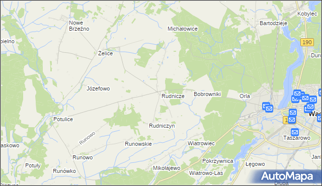 mapa Rudnicze gmina Wągrowiec, Rudnicze gmina Wągrowiec na mapie Targeo