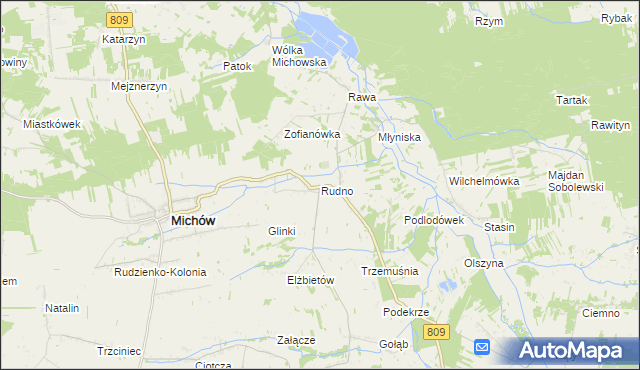 mapa Rudno gmina Michów, Rudno gmina Michów na mapie Targeo