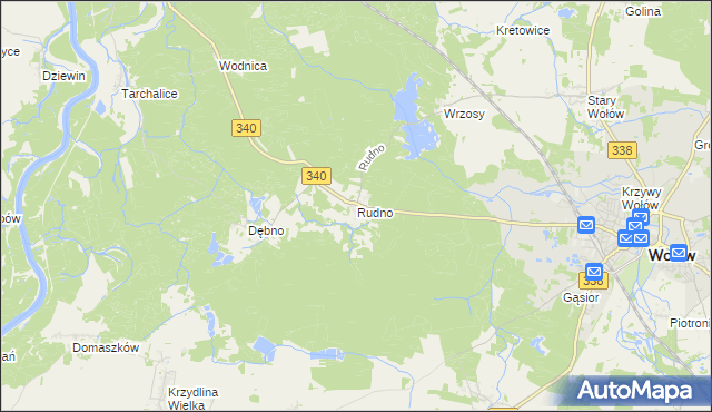 mapa Rudno gmina Wołów, Rudno gmina Wołów na mapie Targeo