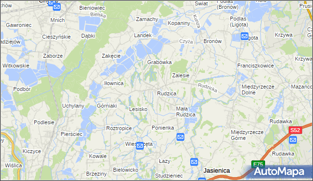 mapa Rudzica gmina Jasienica, Rudzica gmina Jasienica na mapie Targeo