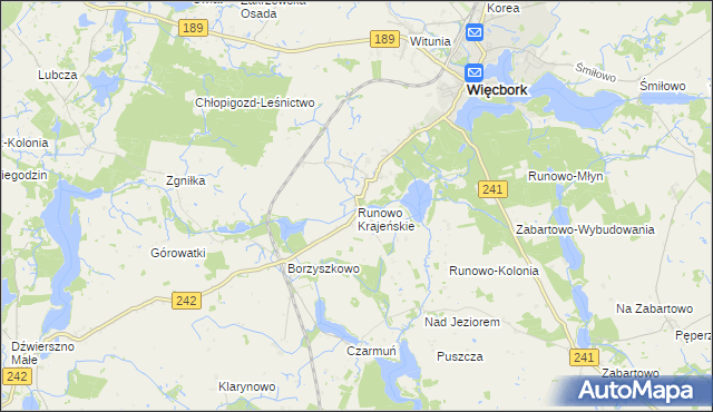 mapa Runowo Krajeńskie, Runowo Krajeńskie na mapie Targeo