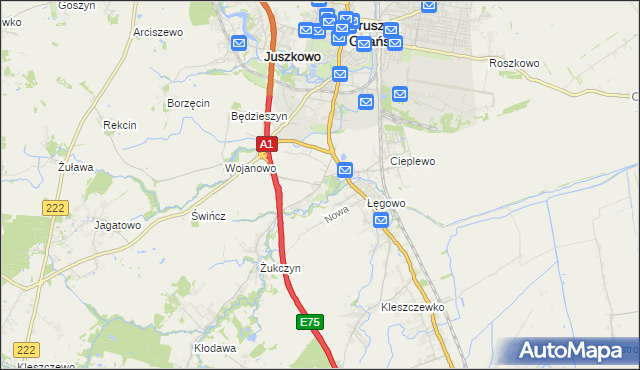 mapa Rusocin gmina Pruszcz Gdański, Rusocin gmina Pruszcz Gdański na mapie Targeo