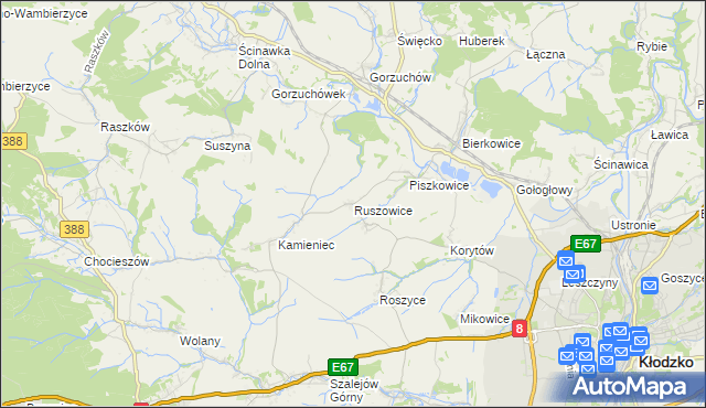 mapa Ruszowice gmina Kłodzko, Ruszowice gmina Kłodzko na mapie Targeo