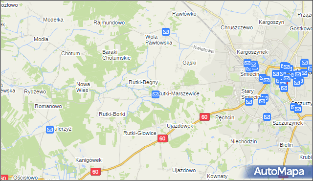 mapa Rutki-Marszewice, Rutki-Marszewice na mapie Targeo