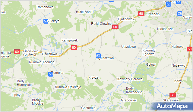 mapa Rykaczewo gmina Ciechanów, Rykaczewo gmina Ciechanów na mapie Targeo