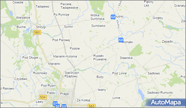 mapa Rypałki Prywatne, Rypałki Prywatne na mapie Targeo