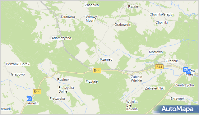 mapa Rżaniec, Rżaniec na mapie Targeo