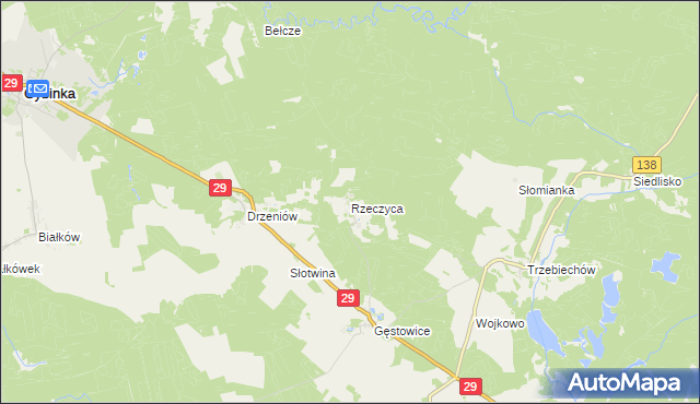 mapa Rzeczyca gmina Maszewo, Rzeczyca gmina Maszewo na mapie Targeo