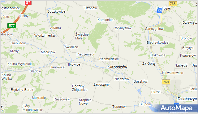 mapa Rzemiędzice, Rzemiędzice na mapie Targeo