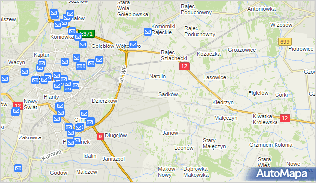 mapa Sadków gmina Jedlnia-Letnisko, Sadków gmina Jedlnia-Letnisko na mapie Targeo