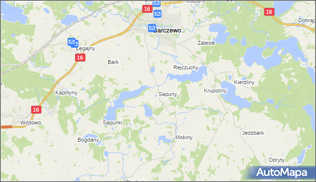 mapa Sapuny, Sapuny na mapie Targeo