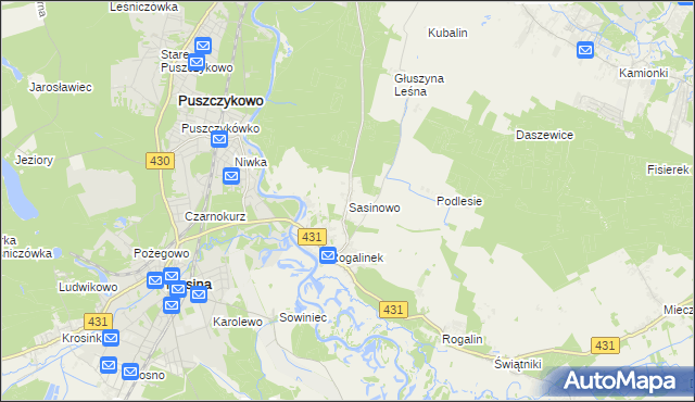 mapa Sasinowo, Sasinowo na mapie Targeo