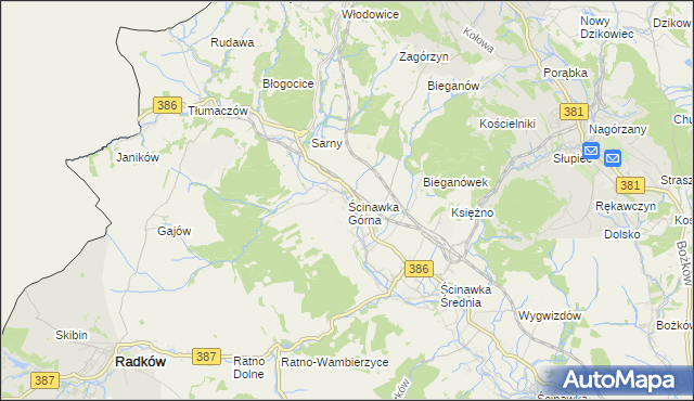 mapa Ścinawka Górna, Ścinawka Górna na mapie Targeo