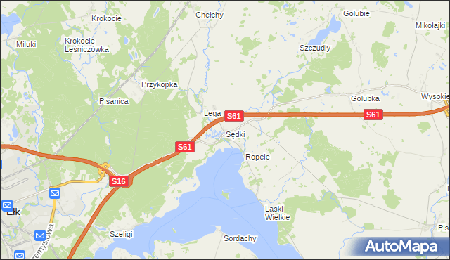 mapa Sędki gmina Ełk, Sędki gmina Ełk na mapie Targeo