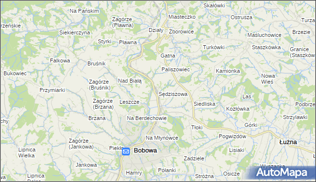mapa Sędziszowa gmina Bobowa, Sędziszowa gmina Bobowa na mapie Targeo