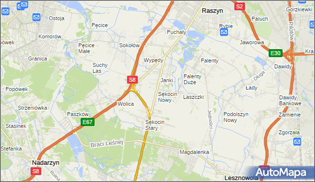 mapa Sękocin Nowy, Sękocin Nowy na mapie Targeo