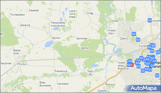 mapa Semlin gmina Starogard Gdański, Semlin gmina Starogard Gdański na mapie Targeo