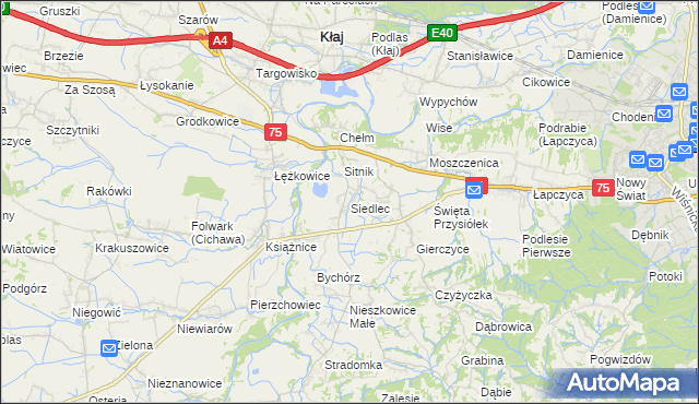 mapa Siedlec gmina Bochnia, Siedlec gmina Bochnia na mapie Targeo