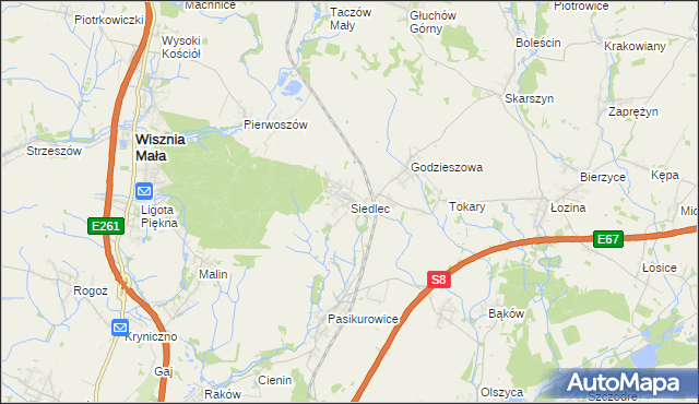 mapa Siedlec gmina Długołęka, Siedlec gmina Długołęka na mapie Targeo