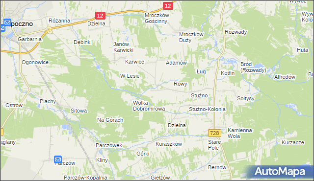 mapa Sielec gmina Opoczno, Sielec gmina Opoczno na mapie Targeo
