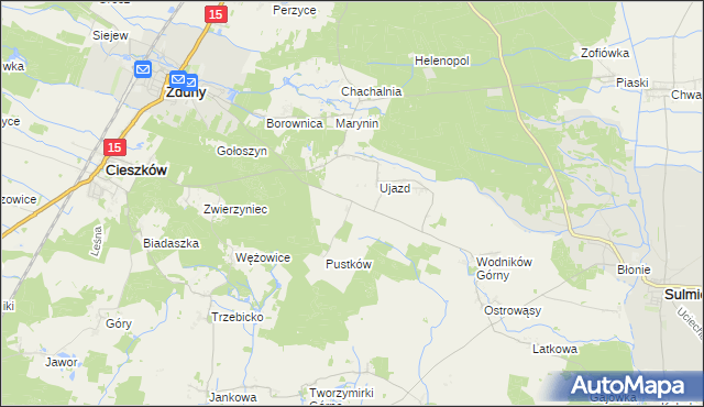 mapa Siemianów gmina Cieszków, Siemianów gmina Cieszków na mapie Targeo