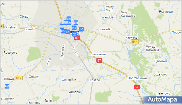 mapa Sierakowo gmina Przasnysz, Sierakowo gmina Przasnysz na mapie Targeo