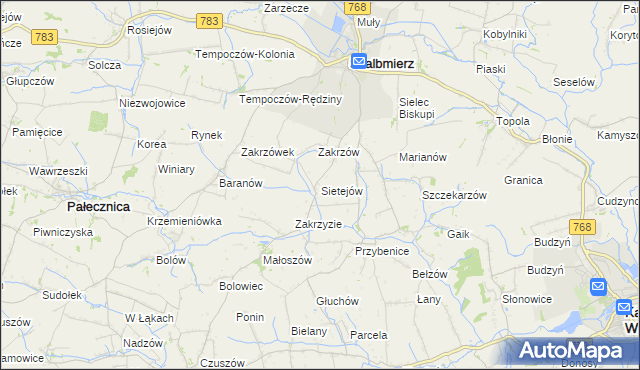 mapa Sietejów, Sietejów na mapie Targeo