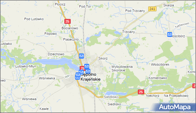 mapa Sikorz, Sikorz na mapie Targeo