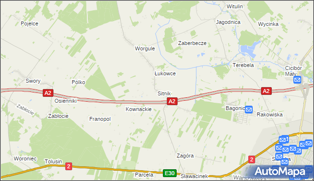 mapa Sitnik gmina Biała Podlaska, Sitnik gmina Biała Podlaska na mapie Targeo