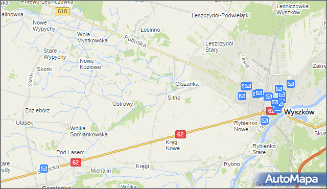 mapa Sitno gmina Wyszków, Sitno gmina Wyszków na mapie Targeo